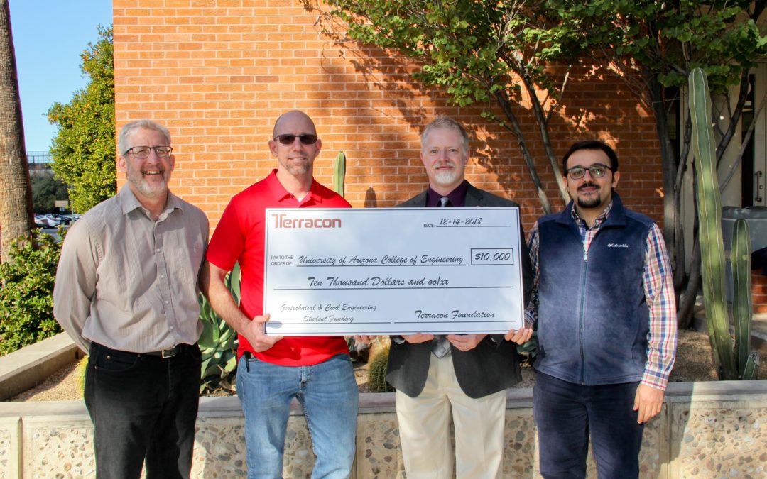 Terracon’s Tucson office presents $10,000 student grant to UA College of Engineering